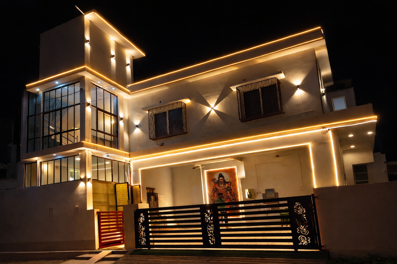 Suryavansham Palace at night
